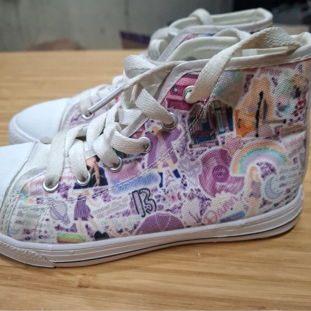 Taylor Swift Fan High Top Canvas Sneakers Swiftie Kids Shoe Size US 12/ 13